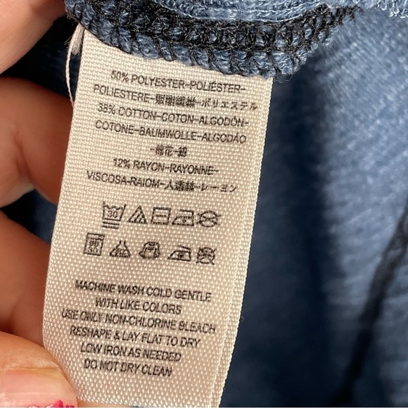 Free People We the Free Turtleneck Top Split Back in Blue Oversized S - Picture 11 of 12